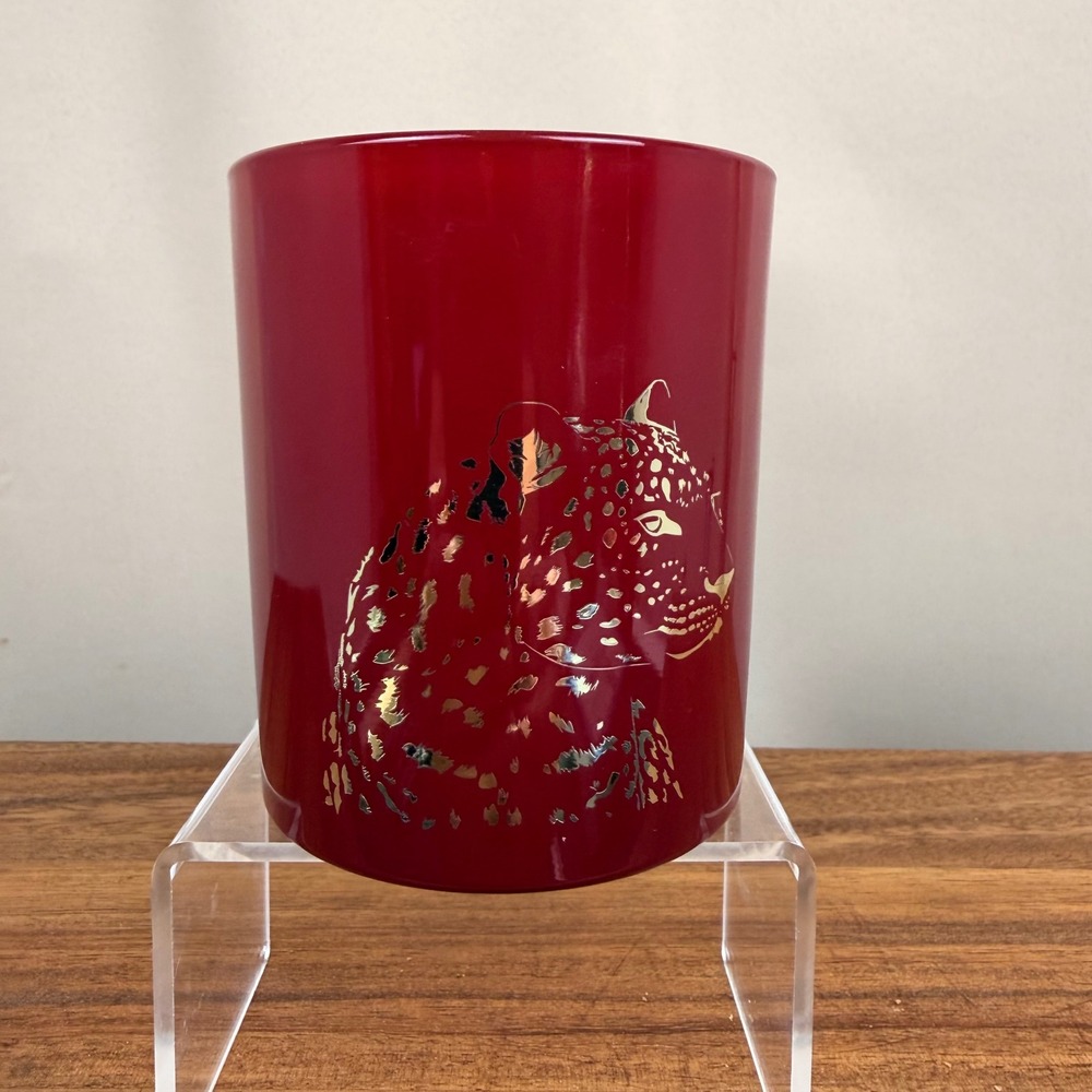 Cartier Panthère de Cartier Red Glass Scented Candle Holder Gold Panther France
